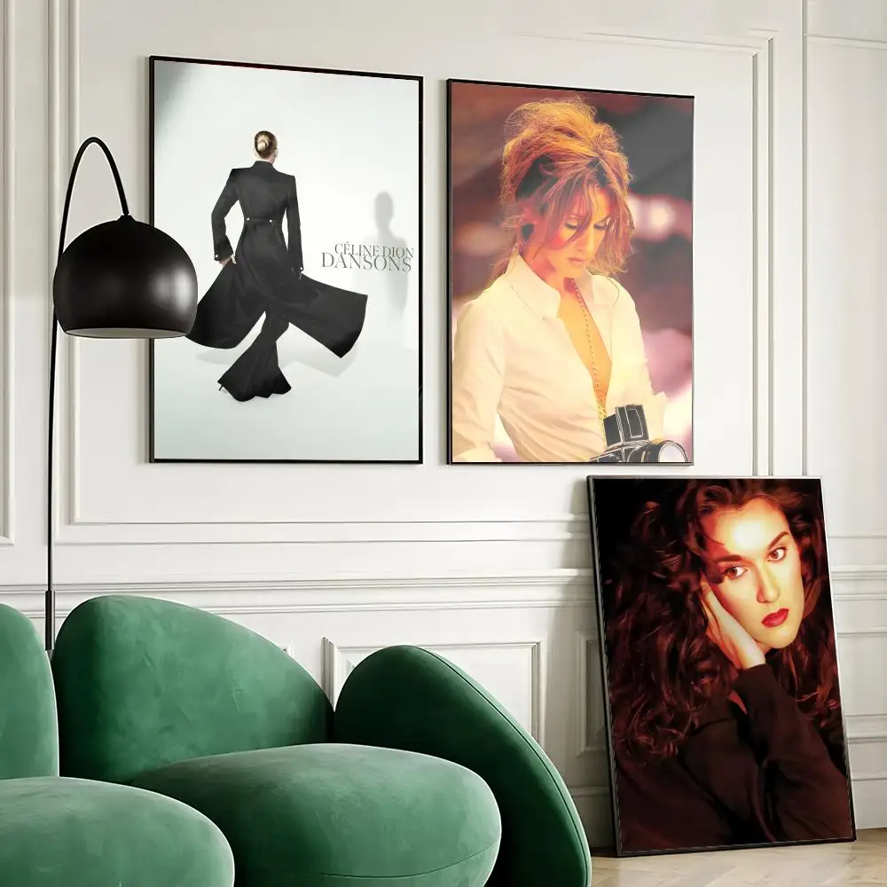 Póster de la cantante C-Celine Dion, pegatina artística de pared impermeable para decoración de bares en el hogar, mural autoadhesivo para decoración de paredes de habitación
