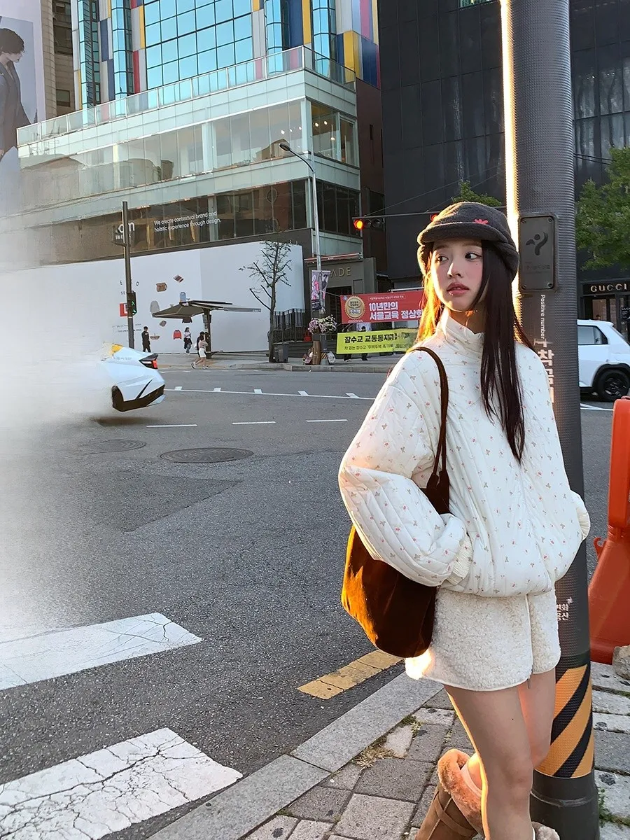 

Легкая хлопковая куртка с цветочным принтом, универсальная, осенне-зимняя, новая, стильная, свободного кроя, на молнии, повседневная верхняя одежда