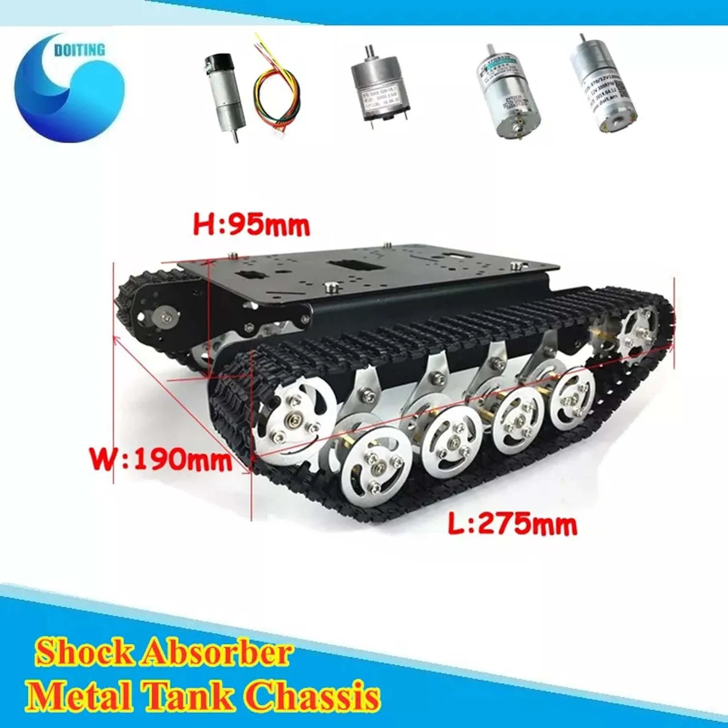 Metal robot tank car chassis tracked vehicle track crawler caterpillar Shock Absorber robotics diy rc toy teaching platform