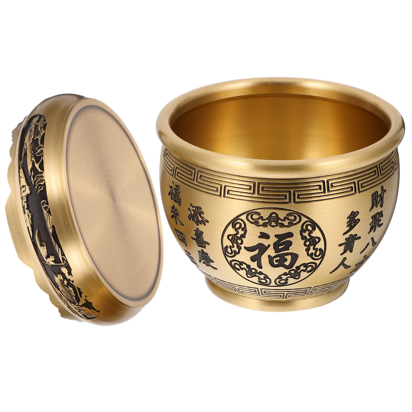 

Feng Shui Sculpture Brass Vintage Home Decor Office Fortune Treasure Altar Bowl 14cm Multifunctional Storage Keys Coins