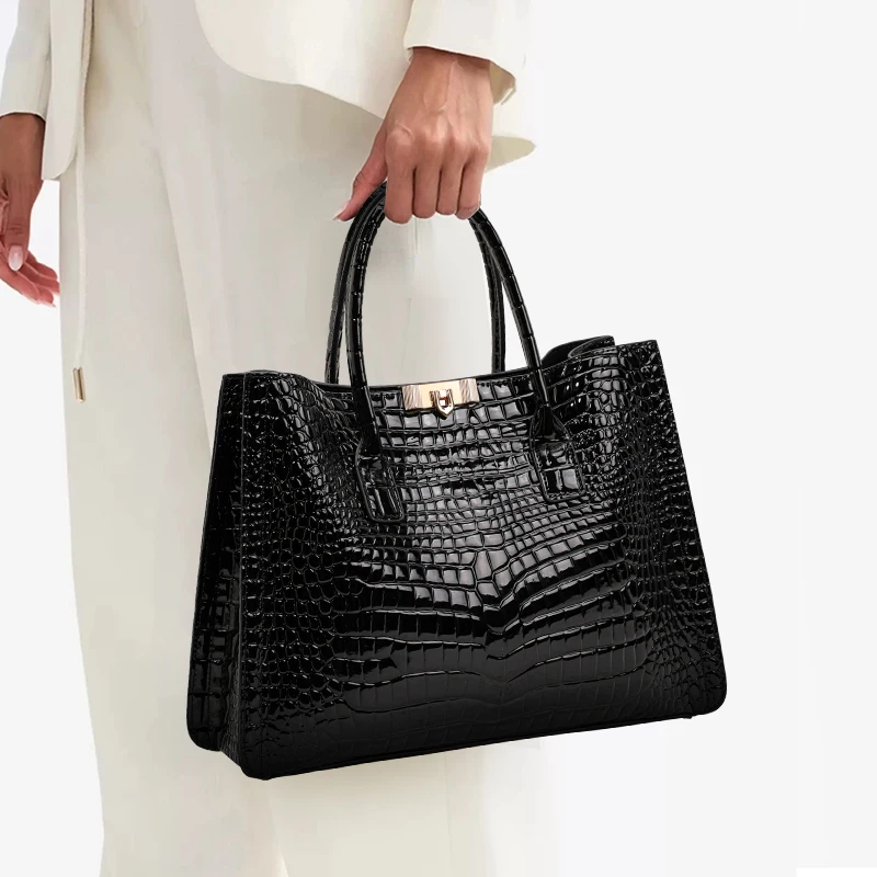 Genuine Leather Handbag for Women, Large Capacity, Shoulder & Crossbody Bag, Light Luxury Commute Bag for Mothers