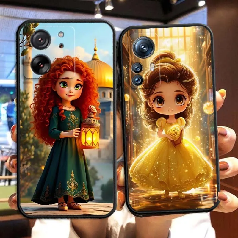 美しいディズニープリンセスアニメ Xiaomi Mi 15 14 13 13T 12 12T 12S 11 11i 11T Pro Ultra Lite 5G ブラック ソフトカバー