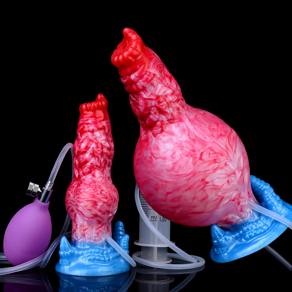NNSX Huge Knot Squirting-Inflatable Dildo with Strong Sucker Silicone Inflat Anal Plug Trainer Beginner Sex Toys for Women Men