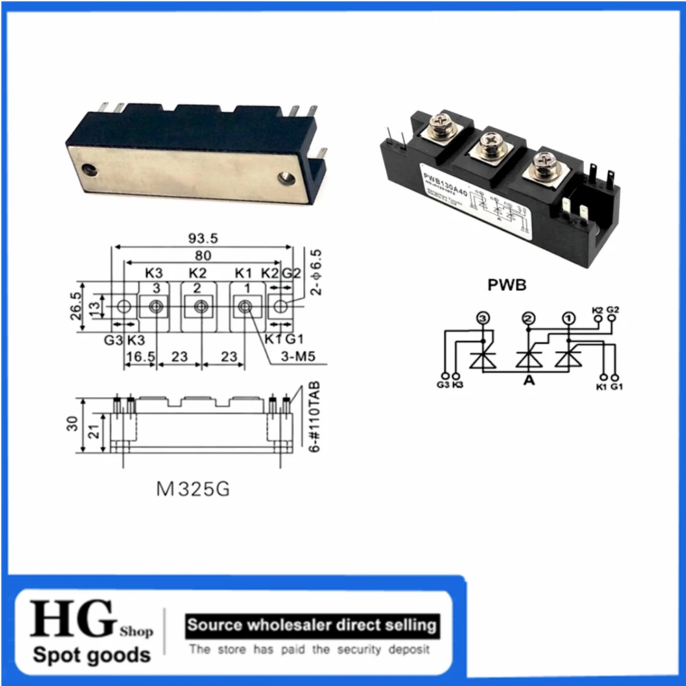 Nuovo originale PWB130A40 60A 80A 100A Per modulo tiristore per saldatrice a gas di anidride carbonica PWB130A40 Modulo non isolato