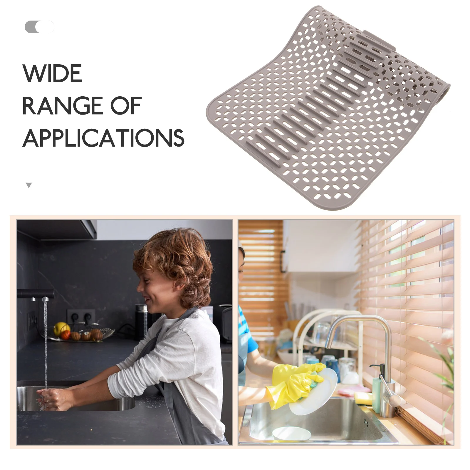 

【】Silicone Sink Protector Dish Drying Kitchen Water Resistant Non-Slip Countertop Mat For Cups Plates Durable Heat Resistant