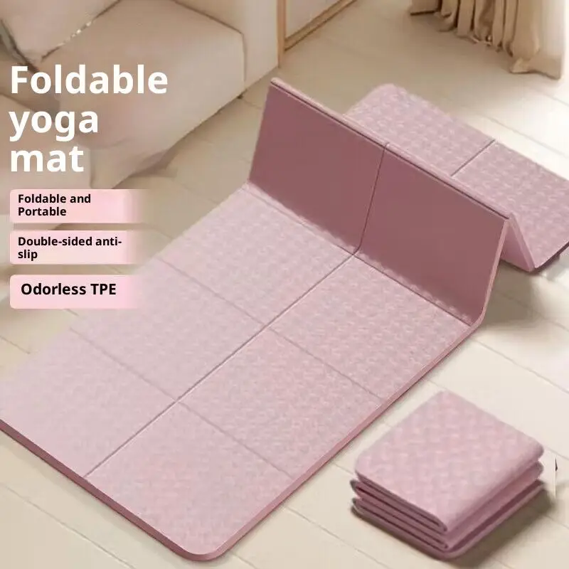 4 مللي متر سميكة TPE طوي اليوغا حصيرة 183*61 سنتيمتر سهلة التخزين للسفر اليوغا بيلاتيس المنزل ممارسة الكلمة حصيرة
