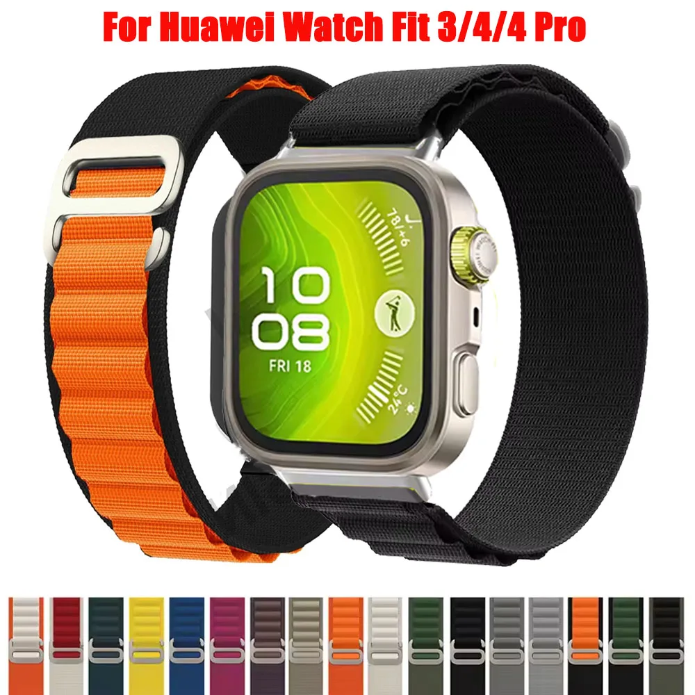 Alpine Loop Strap für Huawei Watch Fit 4, Pro, Nylon, Sport, atmungsaktives Armband, Correa für Huawei Watch Fit 3/4 Nylon-Armband