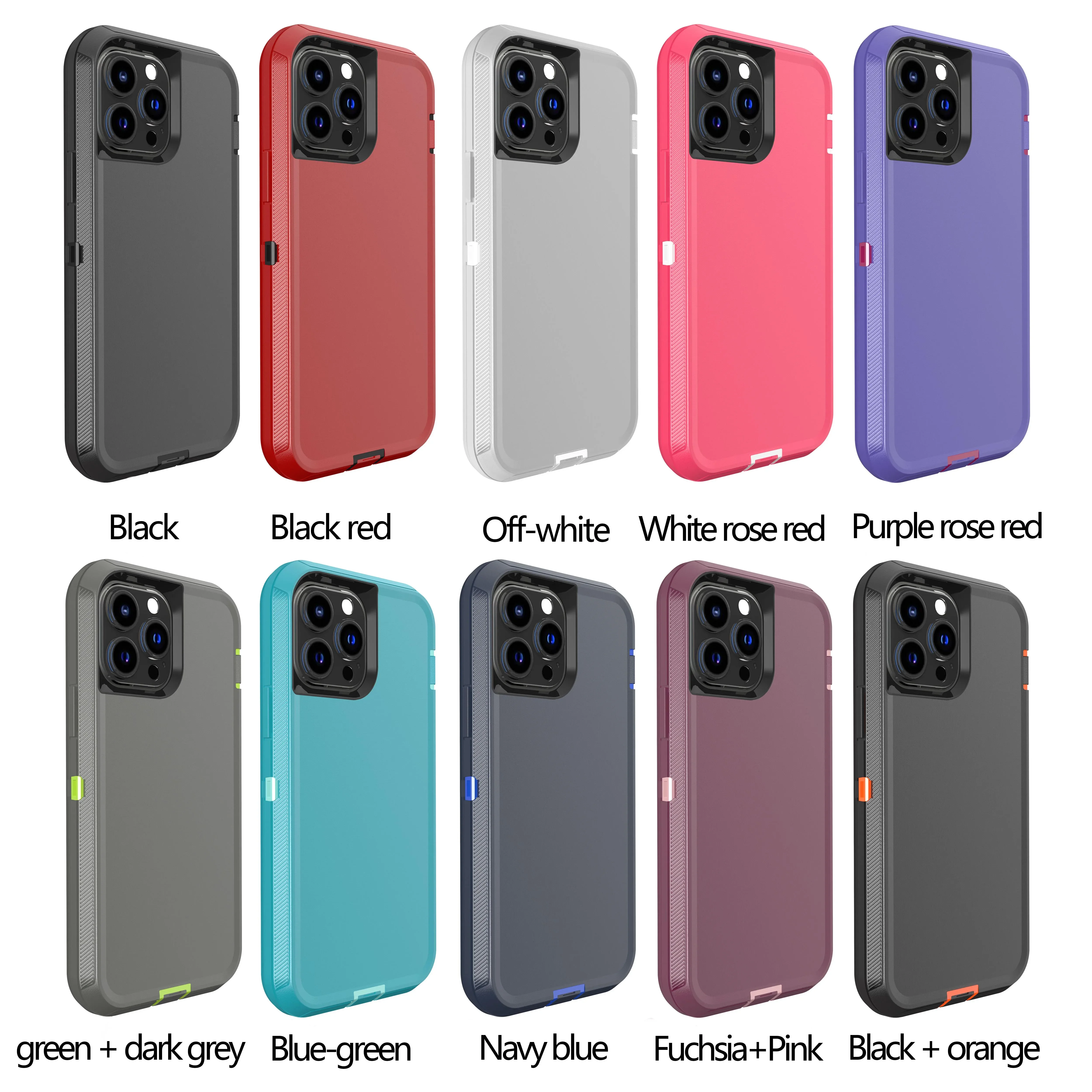3-in-1 Robuste Panzer-Schutzhülle Stoßfest für iPhone 17 16 Air 14 13 12 11 15 Pro MAX SE 6 7 8 PLUS mit Gürtelclip und Box-Cover – Detail 4
