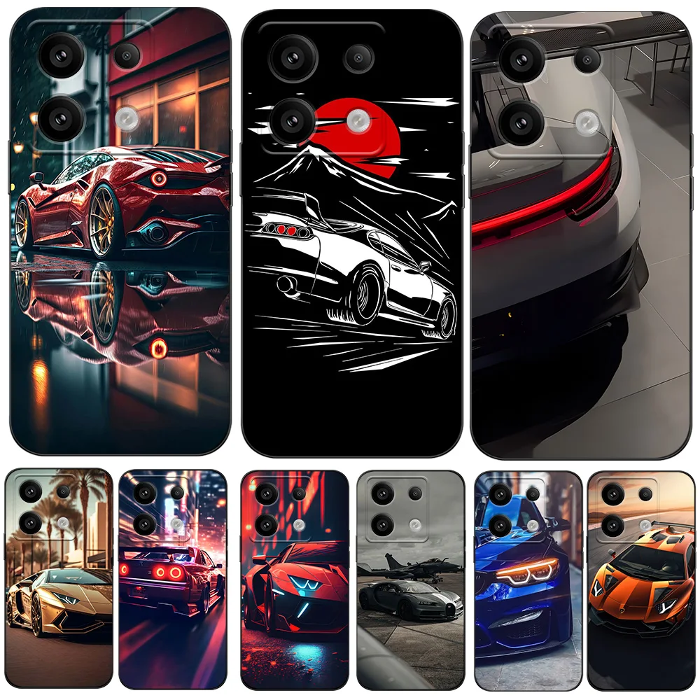 For Xiaomi Redmi Note 13 PRO PLUS 5G 4G Global Case Phone Cover black tpu super cars race