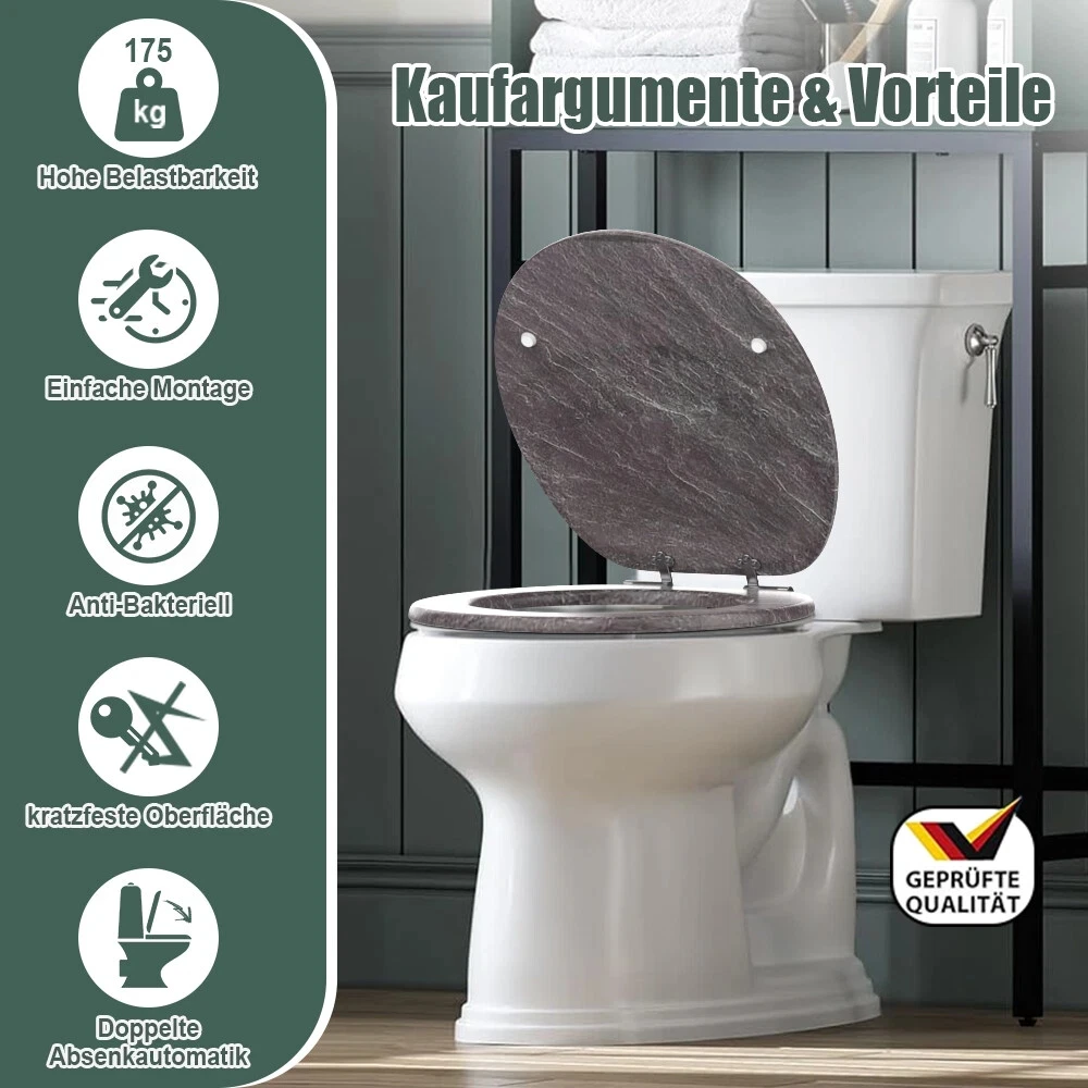 SINOBATH Toilettensitz mit Absenkautomatik WC-Sitz MDF Universelle Klobrille antibakteriell WC-Deckel Neues Design Motiv – Detail 8