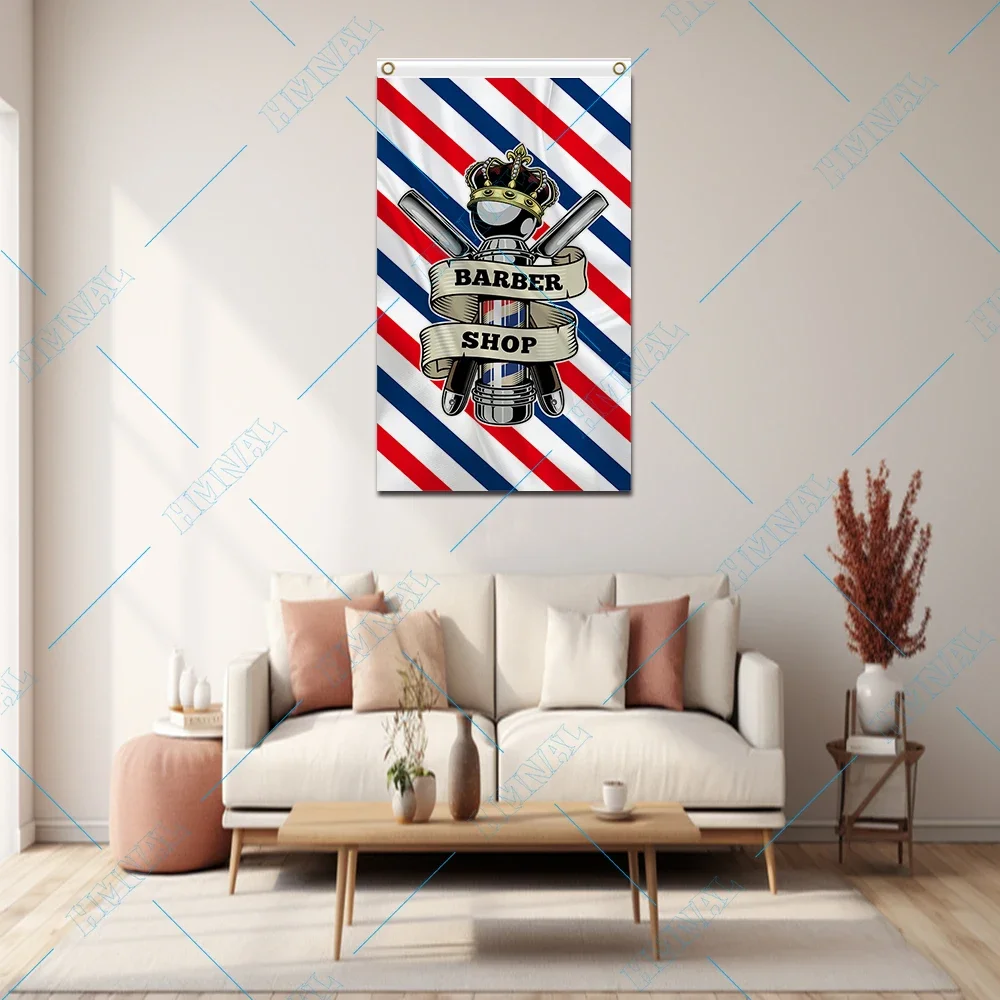 custom company banner of BARBER SHOP Flag WITH Royal Crown 3x5ft flag