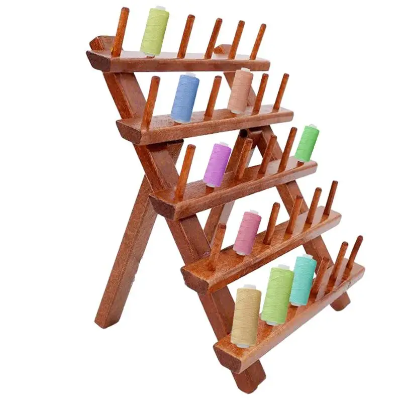 

Sewing Thread Holder 30 Spool Sewing Thread Wooden Rack Quilting Binding Crafting Foldable Large Capacity Organizer With Stable