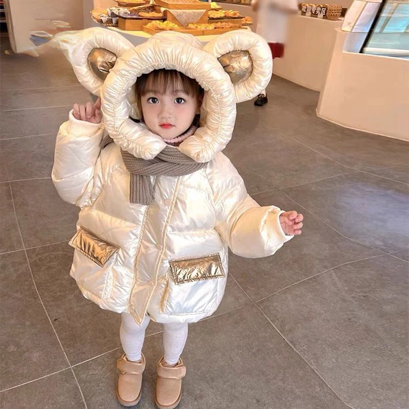 

Winter Kids Girls 2023 New Fashion Hooded Cute Parka Snowsuit Outerwear Children Clothing Thicken Warm Down Jackets Coat Q03