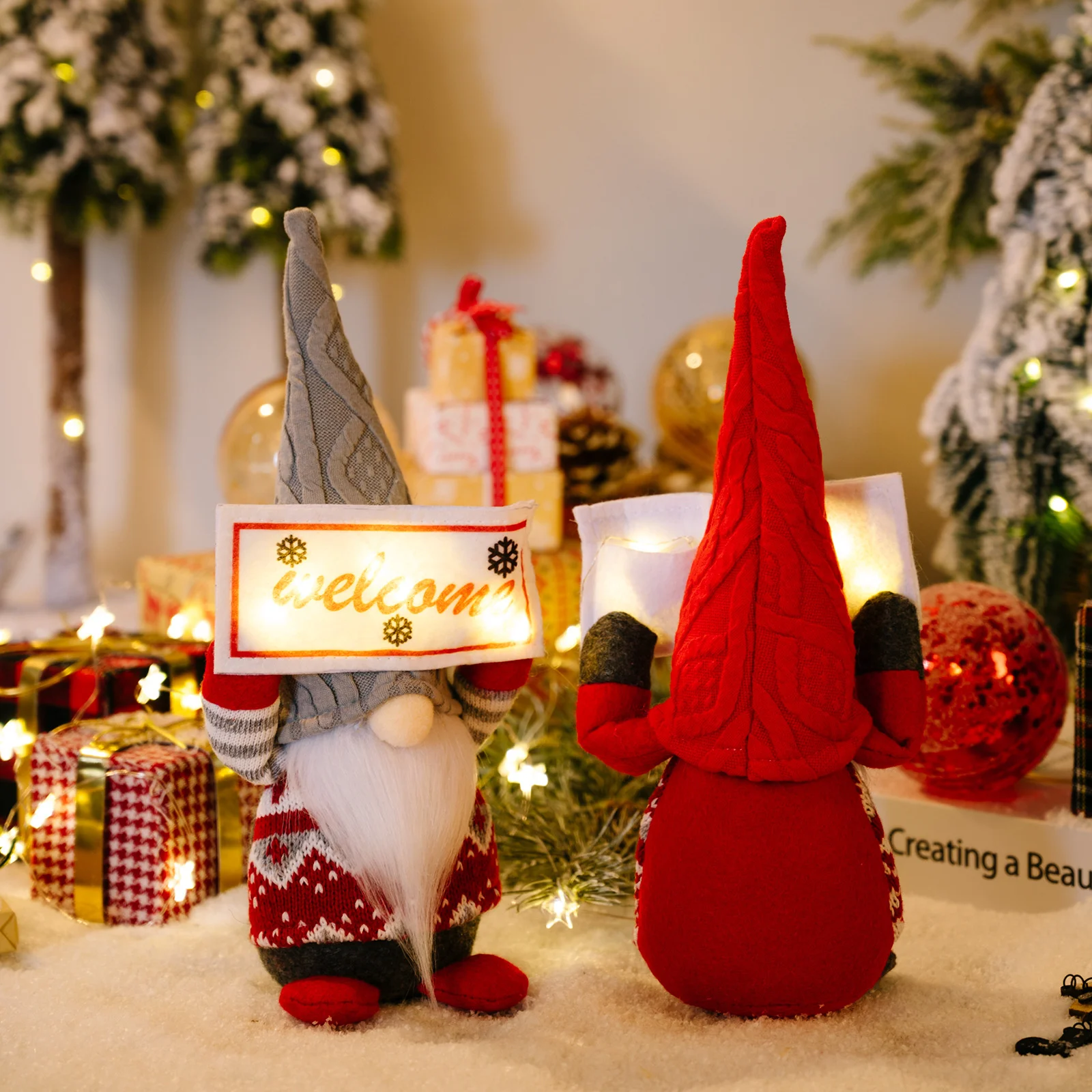 2022 New Arrival Christmas Dolls Plush Gnomes With Led Lights Xmas Gifts Navidad Dwarf Elf Gnomes Christmas Decoration Supplies