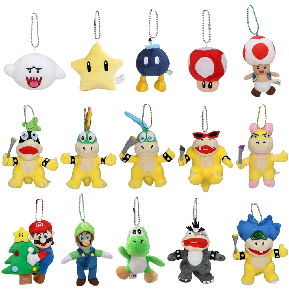 

Mario Luigi Yoshi Pendant Plush Doll Wendy Larry Lemmy Iggy Roy Shy Guy Bob-omb Koopa Troopa Toad Toy Backpack Decoration Dolls