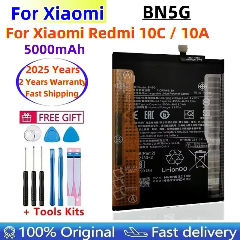

BN5G High Quality Battery For Xiaomi Redmi 10C / 10A Mi Redrice 10C / 10A 5000mAh Batteries Bateria Fast Shipping+ Free Tools