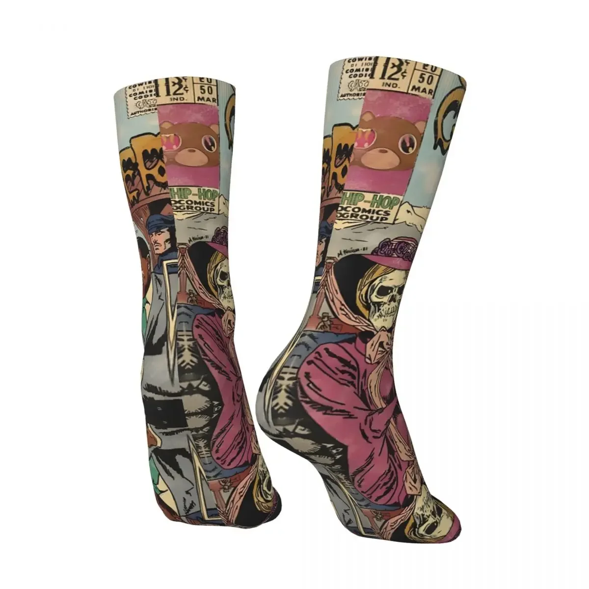 Crazy Gold Digger-Comics Parody Sock for Men Hip Hop Vintage Quality Pattern Printed Crew Sock tops fugees