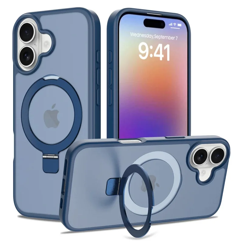 Coque de téléphone magnétique de luxe avec support pliable MagSafe pour iPhone 17E 16 15 17 Pro Max 16E Air 14Plus 13 12, couverture translucide givrée
