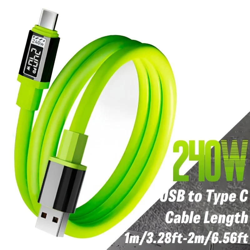3pcs 240W Soft Silicone Universal USB to Type C Multiple Style High Power USB C Fast Charger Data Cord for Huawei for Oppo for Vivo Laptops Tablets