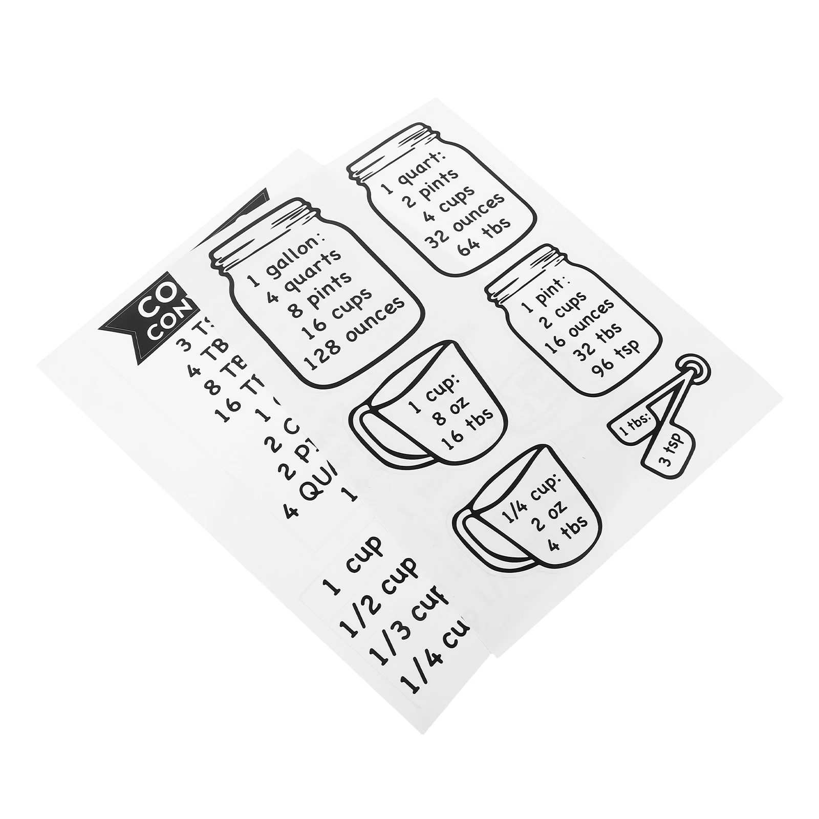 

2Pcs Kitchen Conversion Chart Sticker Clear Measuring Guide for Cooking Baking Accurate Ingredient Measurement