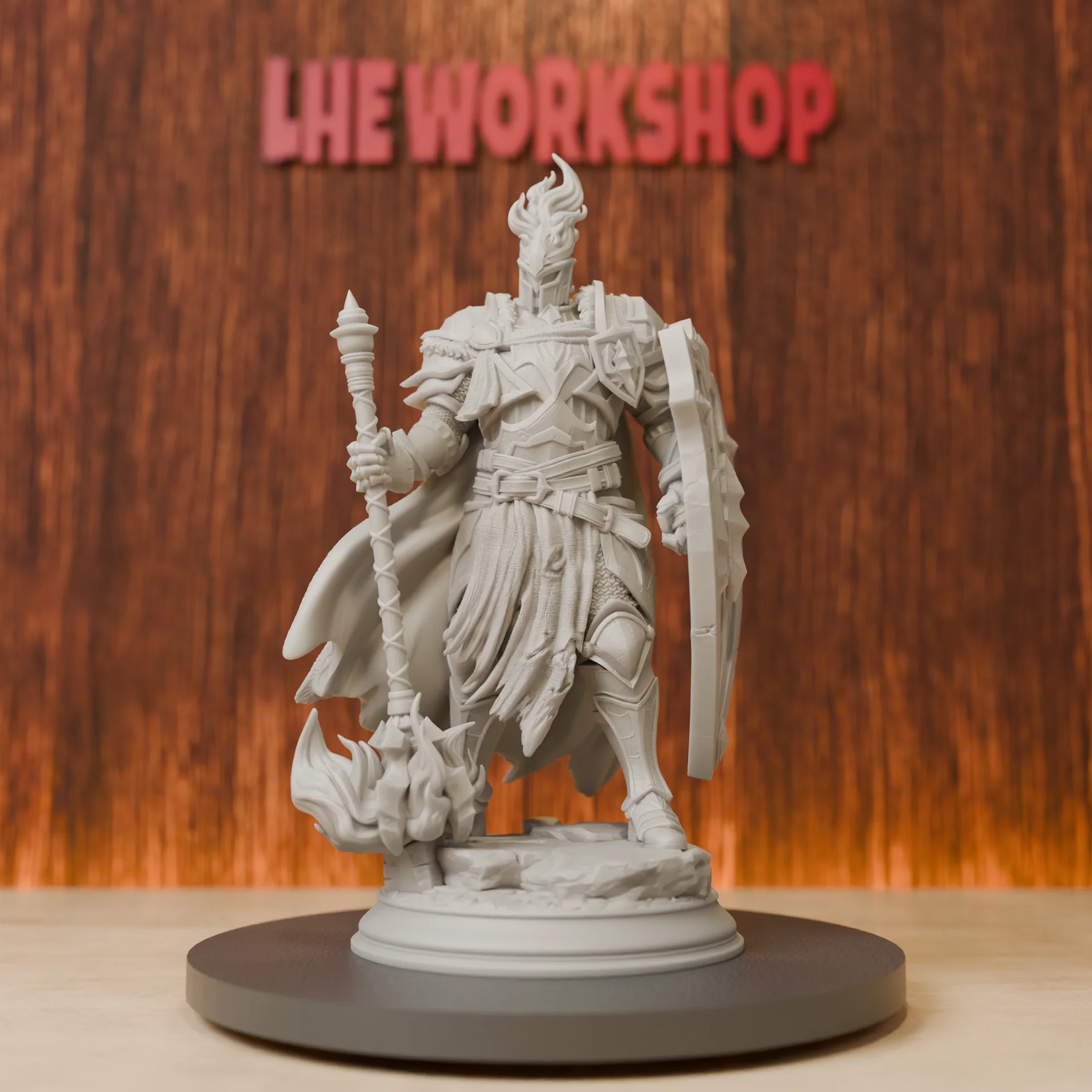 Human  | Paladin of Flame Miniatures | 28mm-75mm | Resin 3D Printed DND Pathfinder Mini | Unpainted Grey
