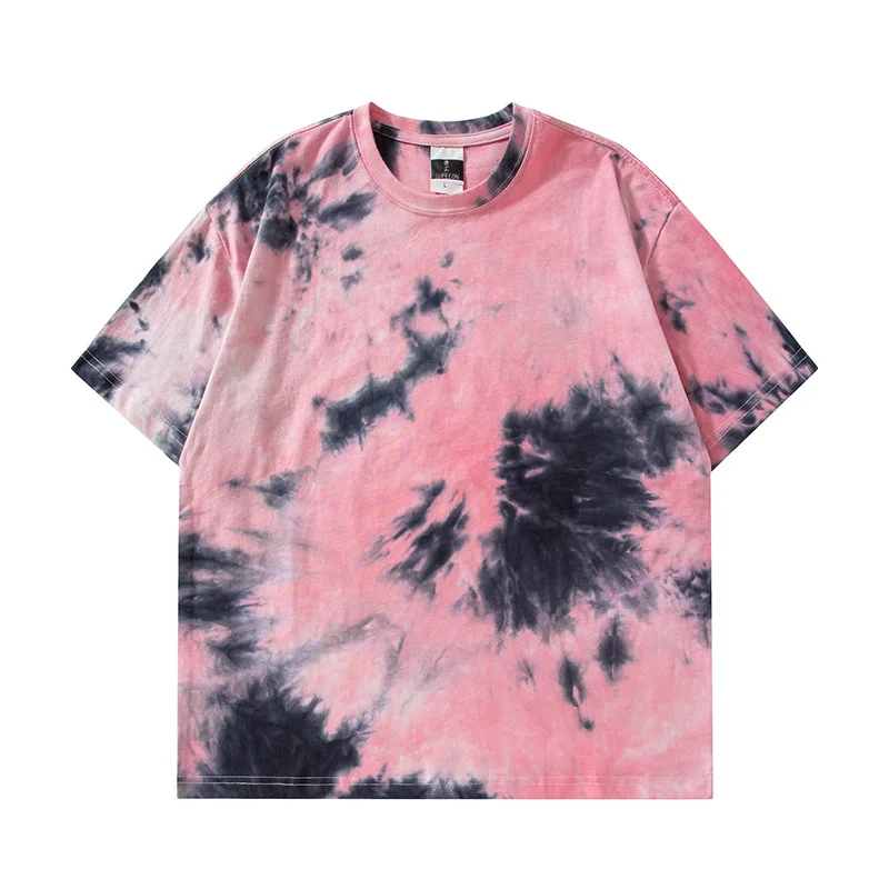 Fashion Tie Dyed Tshirt Instagram EuropeanAmerican Fashion Brand Gradient Short Sleeve Women Summer Korean Loose Top Streetwear