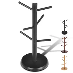 Bamboo Mug Tree Stand, Space-Saving Cup Holder, Durable, Organize Your Favorite Coffee Mugs, Perfect for Any Kitchen Countertop