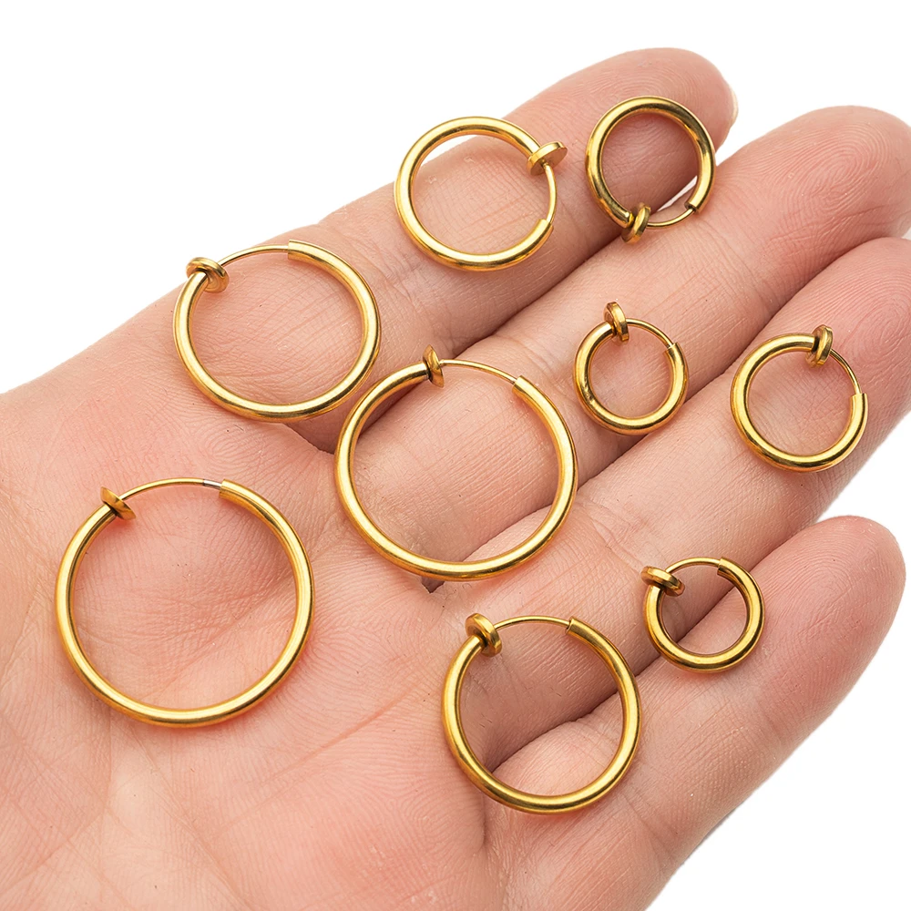 10Pcs Stainless Steel Without Ear Holes Clip Hoops Without Drilling Earring For Earring Lip Ring Fake Cartilage Earrings Jewelry