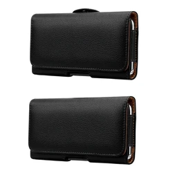 PU Leather Horizontal Waist Belt Clip Phone Bag Holster Protective Case on for Men