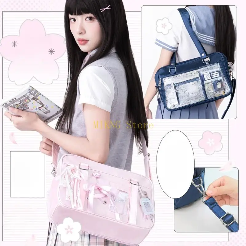 日本のスタイルitabag素敵なショルダーバッグレーシングクロスボディバッグ毎日のためのクリアメッセンジャーバッグ