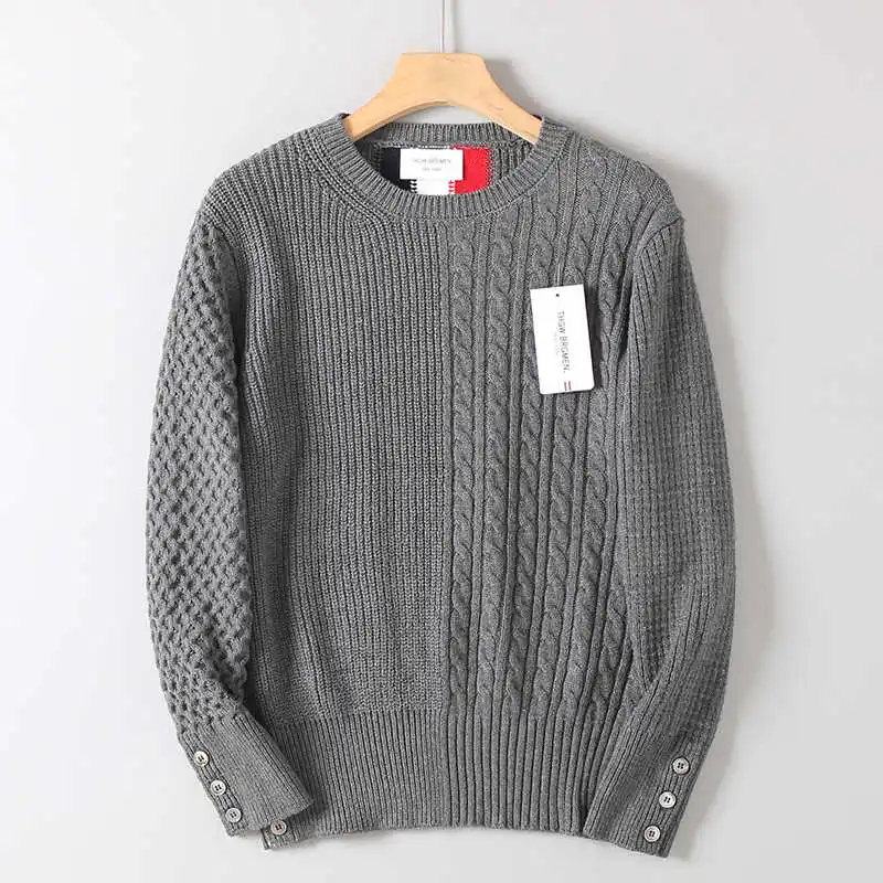 

Модный круглый пуловер Ne, вязаный свитер, свободный крой, в радужную полоску, контрастный цвет, осень-зима, мужская модная прямая трубка...