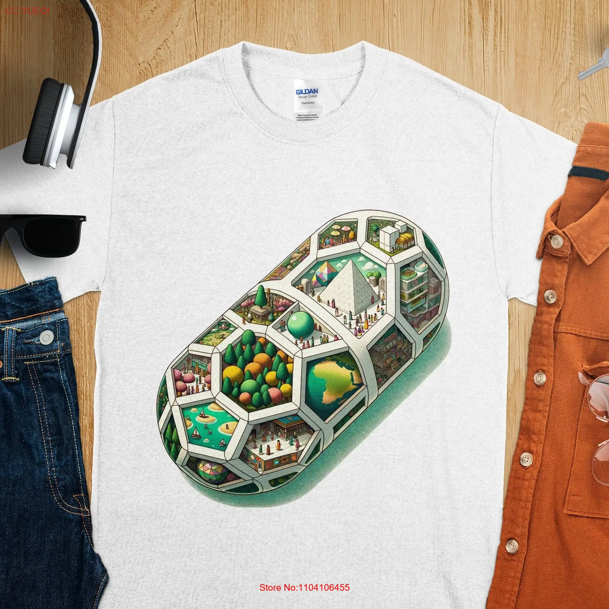 Intricate patterns Geometric landscapes T Shirt Nature Lovers For Her Outdoor MC Escher Inspired long or short sleeves