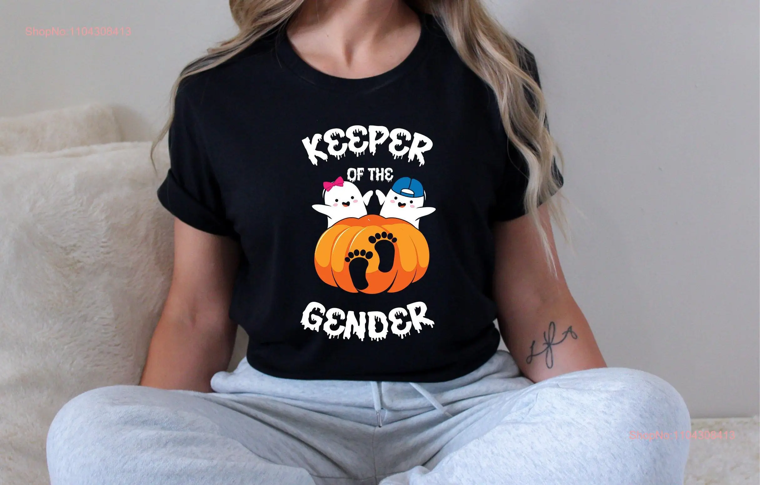 Pregnant Halloween T Shirt Keeper of The Gender Maternity Baby Announcement Funny Reveal long or short sleeves