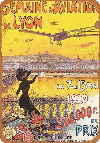 1pcs,Patisaner Metal Sign - 1910 Aviation Expo Lyon France - Rusty Look