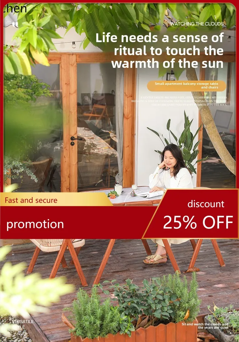 

HT balcony small table and chair three-piece combination leisure creative reading outdoor courtyard drinking tea table and chair