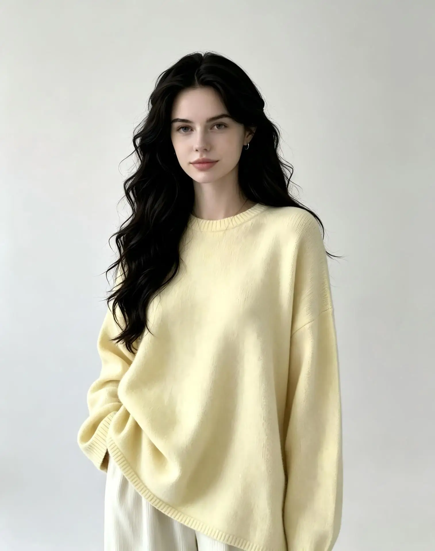 Suéter Básico de Cuello Redondo para Mujer 2026, Oversize, Corto, de Punto de Lana, Casual, Grueso, Cálido y Suave, Ropa Mujer