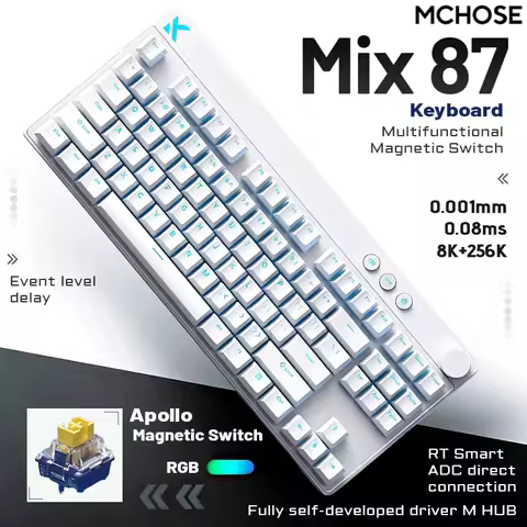 MCHOSE MIX87 Wired Gaming Keyboard Magnetic Swtich Keyboard 8K+256K Esport 0.08ms Low Latency E-Sports Custom Gamer Accessories