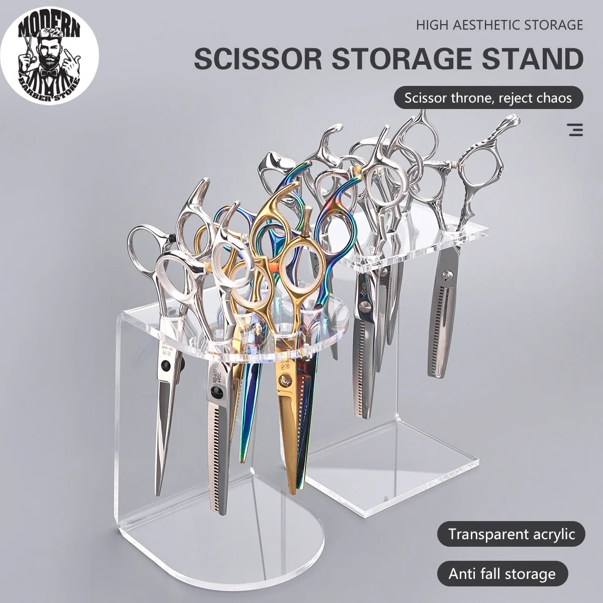 

5/6 grids Acrylic Barber Scissors Holder Salon Shears Display Stand Racks Storage Makeup Brush Organizer Hairdressing Supplie