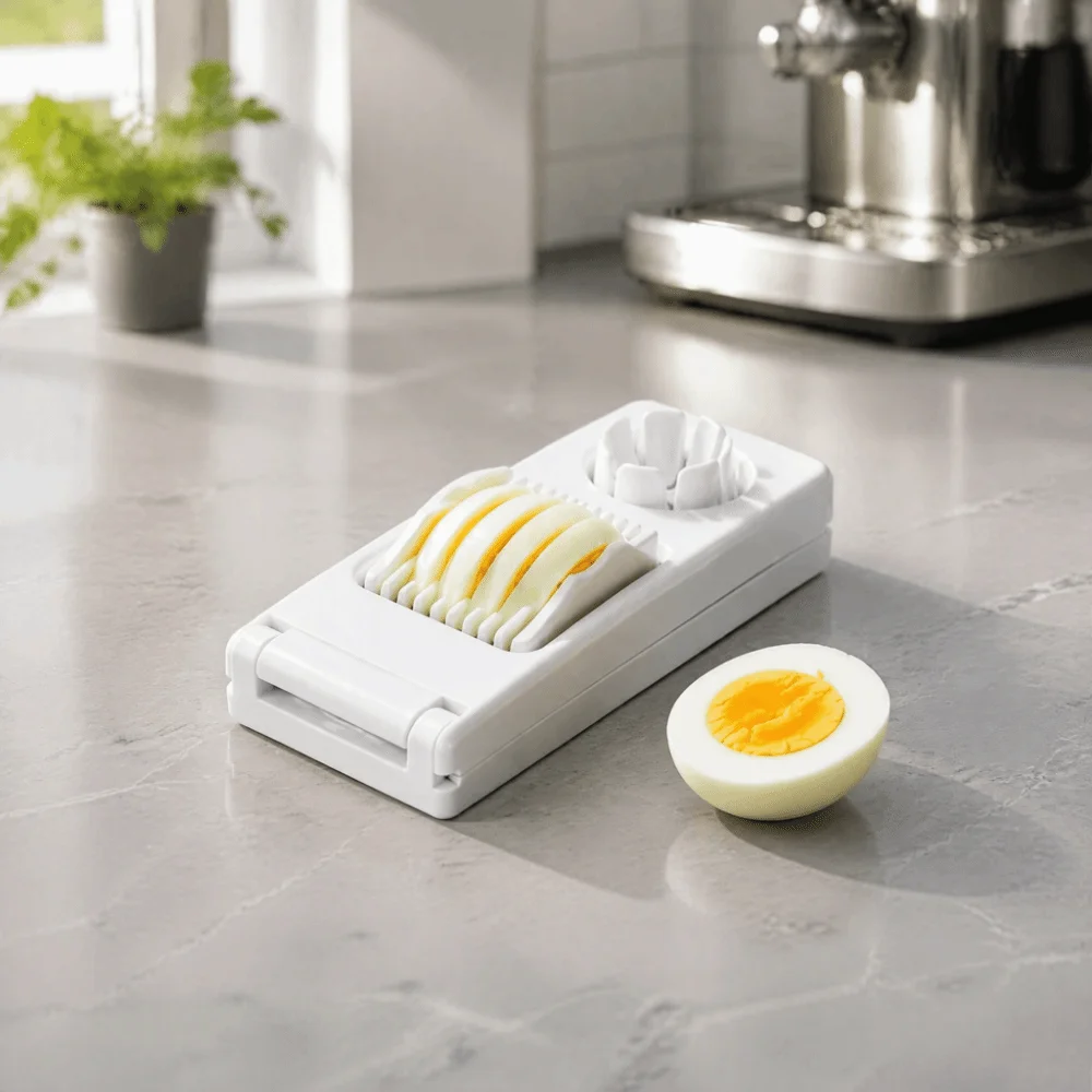 Plastic Stainless Steel Egg Slicer Cutter 2 in 1 Design Manual Operation Egg Divider Dicer Easy Clean White Egg Cutter