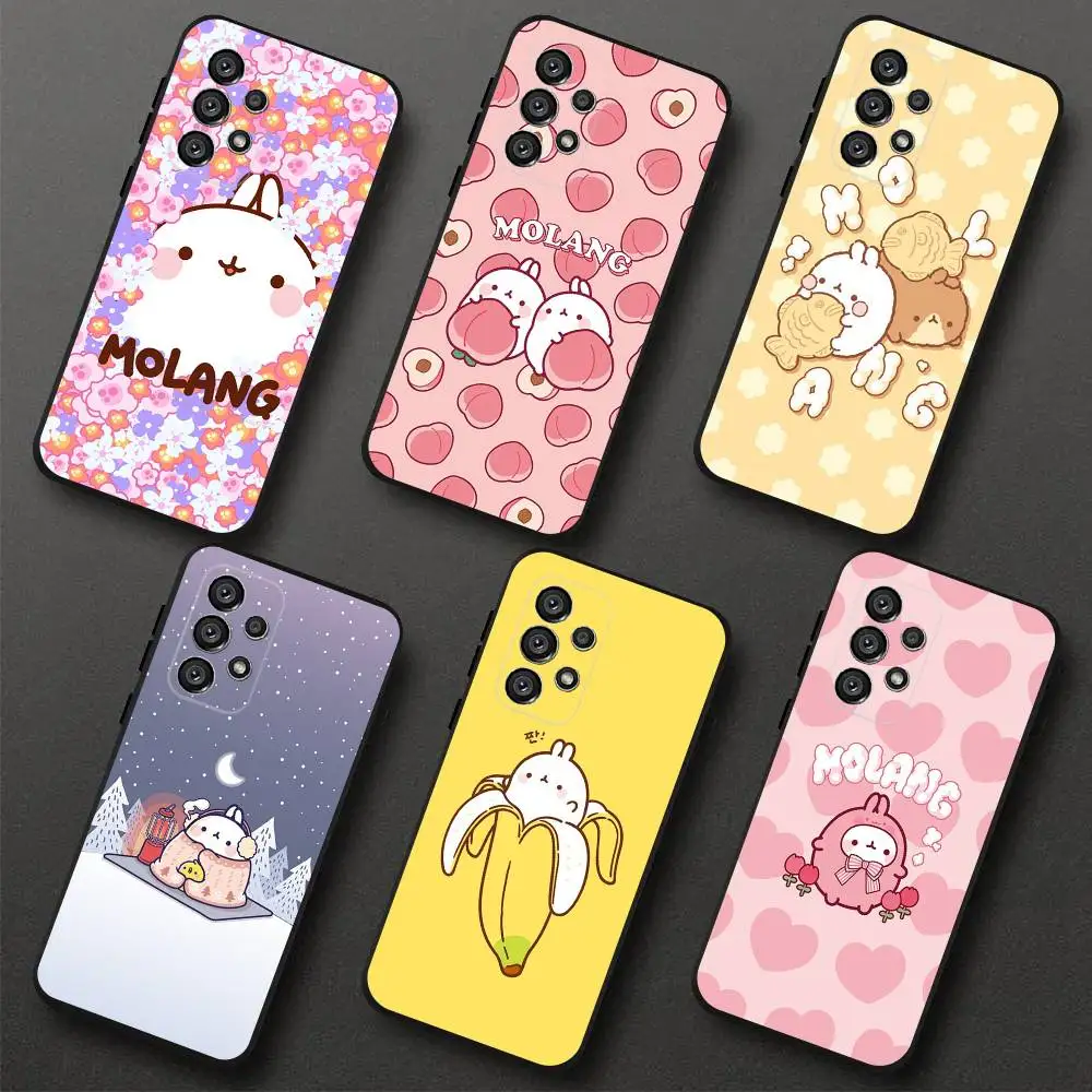 

Cartoon M-Molangs Phone Case For Samsung S 25,24,23,22,30,21,10,9,Ultra,Plus,Lite,FE,4,5G Black Soft Case