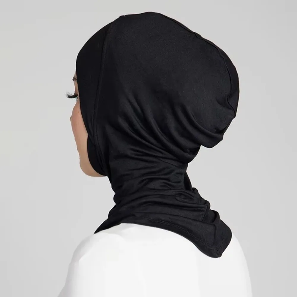 Convenient Polyester Instant Cap Hijab Elastic Soft Underscarf Solid Color Hidden Zipper Inner Cap Middle East