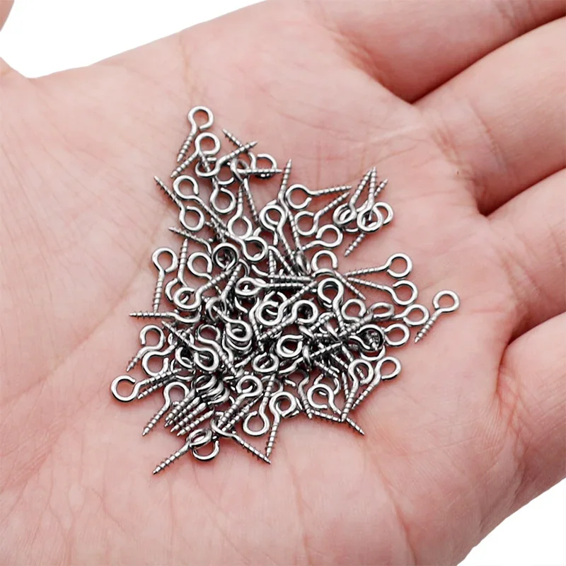 Aiovlo 100 teile/los Edelstahl Schraube Auge Pins für Anhänger Eisen Schraube Auge Haken Verschlüsse Fit Gebohrte Perlen Diy Schmuck Machen