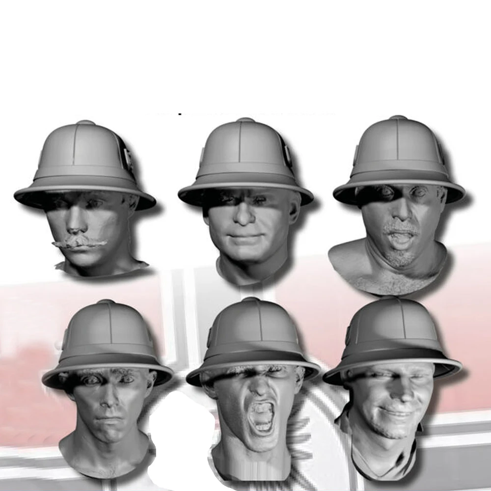 1/35 World War II soldier 6 heads, Resin Model figure soldier, Military themes, Unassembled and unpainted kit