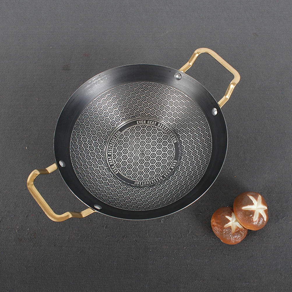 

Non Stick Pan 24cm Stainless Steel Pots Black Gold Handles Kitchen Cookware Griddle Dry Pot Fry Pan Wok Stove Supply