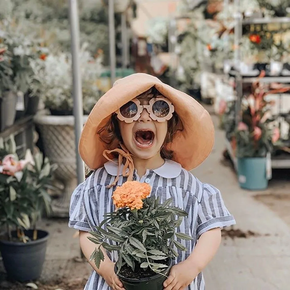 

Детская панама из хлопка с широкими полями для защиты от УФ-лучей, однотонная, дышащая, для пляжа