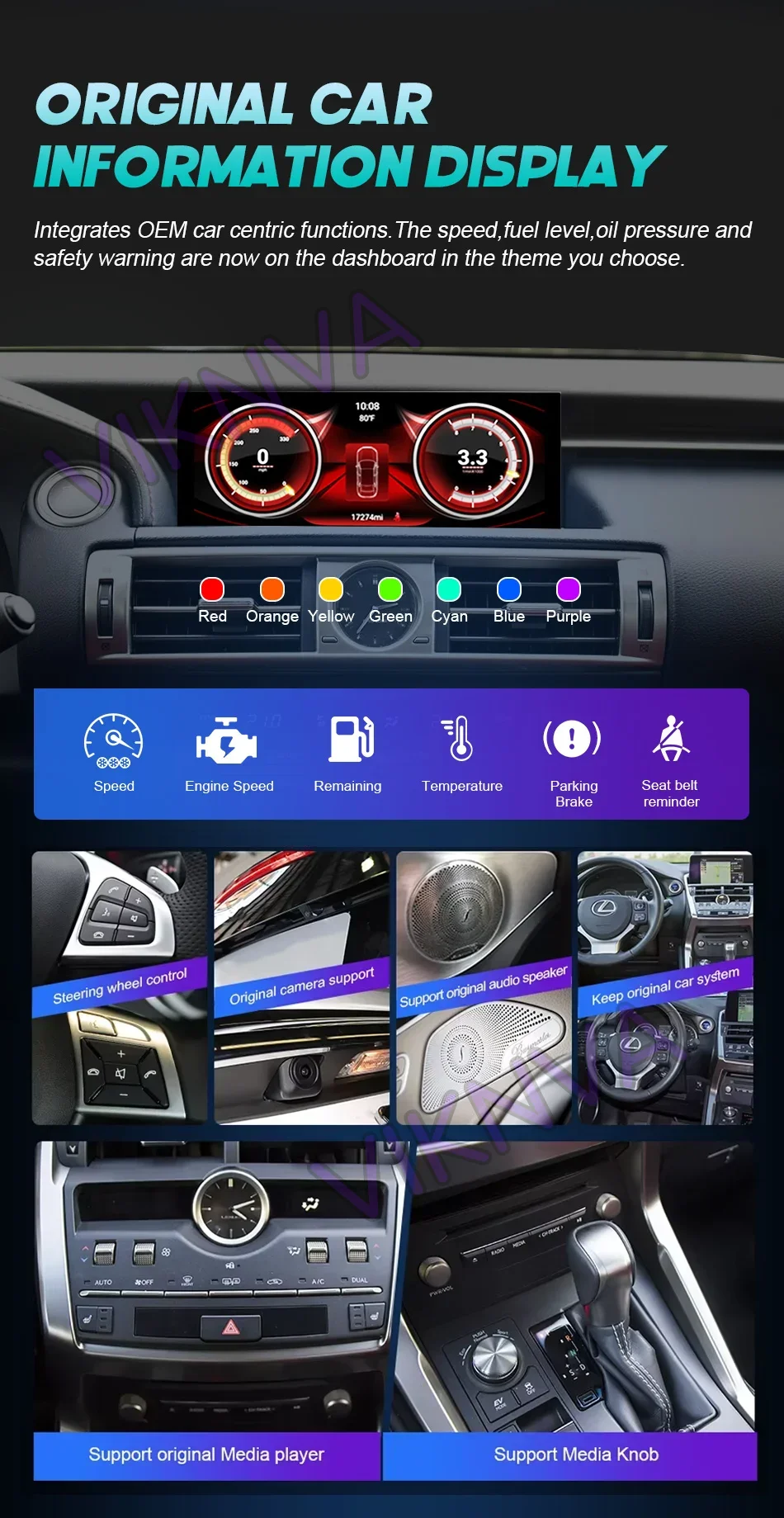 Android 14 Car Radio For Lexus IS RC 200 250 300 350 200t 300h 2013-2019 128GB Multimedia Video Player CarPlay Autoradio 4G