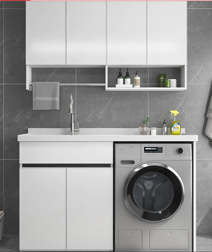 Washing Machine CabinetModern Design Waterproof Customized Laundry Room Sink Cabinets For Washing Machine