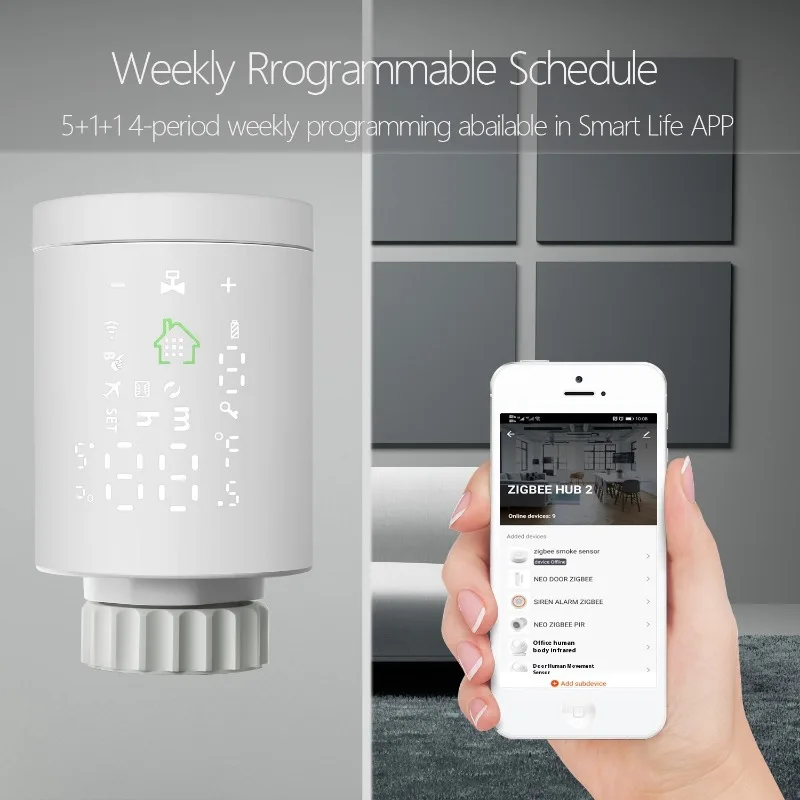 ZEXEF Zigbee Smart Radiator Valve Programmable Thermostatic Radiator Home Temperature Controller Alexa Google Home Voice Control