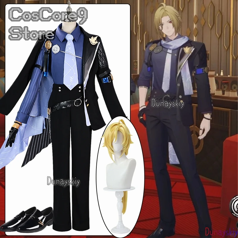 

Hugo 코스프레 Костюм Zenless Zone Zero Элегантный костюм Hugo Wig Игровая форма с шляпой Реквизит Комплект аниме Обувь для ролевых игр Унисекс Наряд