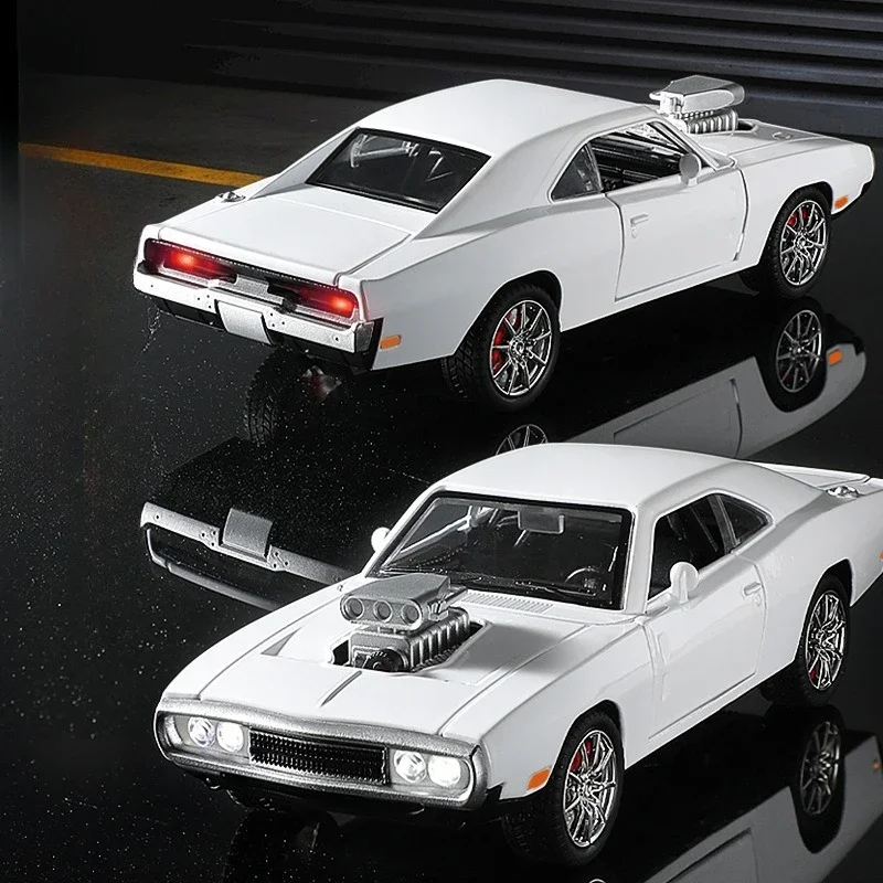 1970 liga modelo de carro som luz puxar para trás brinquedo metal simulação 1:24 dodge menino presente aniversário carregador em miniatura veículo crianças